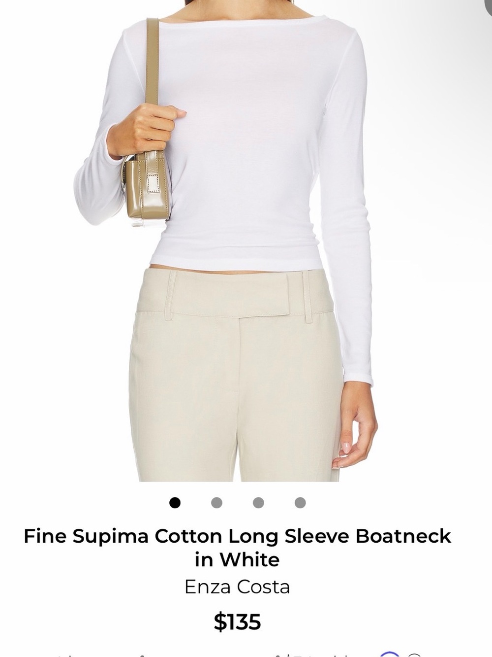Enza Costa Cotton Long Sleeve Boatneck in White